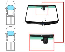 PARE-BRISE TOYOTA HILUX 2016-2021 2/4 PORTES / AVANT / VERT BANDE VERTE / AVEC BASE MIROIR / CHAUFFANT / ANTENNE / AVEC SUPPORT CAMÉRA ASSISTANCE AU MAINTIEN DE LA VOIE