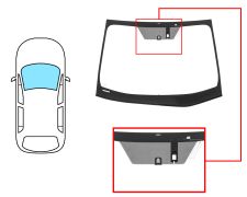 PARE-BRISE TOYOTA PRIUS 2016-2019 AVANT / VERT / ACOUSTIQUE / AVEC BASE MIROIR / AVEC CAPTEUR / ANTENNE / AFFICHAGE TÊTE HAUTE / JOINTS PRÉMONTÉS