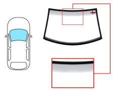 PARE-BRISE VOLKSWAGEN NEW BEETLE 1998-2005 CABRIOLET / AVANT / VERT BANDE GRISE / ANTENNE / SERIGRAPHIÉ / JOINTS PRÉMONTÉS