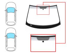 PARE-BRISE VOLKSWAGEN GOLF V 2004-2008 3/5 PORTES / AVANT / VERT BANDE GRISE / AVEC BASE MIROIR 12CM DU BORD / JOINTS PRÉMONTÉS