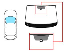 PARE-BRISE VOLKSWAGEN TOURAN 2003-2006 AVANT / VERT / AVEC BASE MIROIR / AVEC CAPTEUR A 13CM DU BORD / JOINTS PRÉMONTÉS