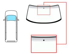 PARE-BRISE VOLKSWAGEN CARAVELLE 1990-1996 AVANT / VERT BANDE GRISE / AVEC BASE MIROIR / SERIGRAPHIÉ MODIFIÉ