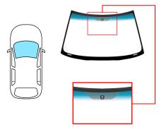 PARE-BRISE VOLVO S40 1996-2001 AVANT / VERT BANDE BLEUE / SERIGRAPHIE / AVEC BASE MIROIR