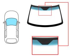 PARE-BRISE VOLVO S80 1999-2007 AVANT / VERT BANDE BLEUE DE 20CM / JOINTS PRÉMONTÉS