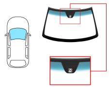 PARE-BRISE VOLVO S80 1998-2006 AVANT / VERT BANDE BLEUE DE 20CM / AVEC CAPTEUR / JOINTS PRÉMONTÉS