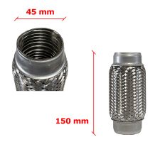 Tuyau Fléxible d´échappement 45mm Diamètre x 150mm Longueur 