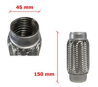 Tuyau Fléxible d´échappement 45mm Diamètre x 150mm Longueur 