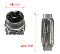 Tuyau Fléxible d´échappement 45mm Diamètre x 200mm Longueur 