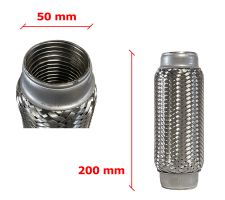 Tuyau Fléxible d´échappement 50mm Diamètre x 200mm Longueur 