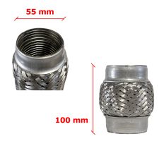 Tuyau Fléxible d´échappement 55mm Diamètre x 100mm Longueur 