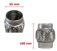 Tuyau Fléxible d´échappement 55mm Diamètre x 100mm Longueur 