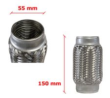 Tuyau Fléxible d´échappement 55mm Diamètre x 150mm Longueur 