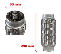 Tuyau Fléxible d´échappement 55mm Diamètre x 200mm Longueur 