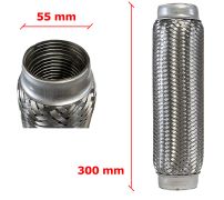 Tuyau Fléxible d´échappement 55mm Diamètre x 300mm Longueur 