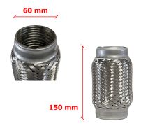 Tuyau Fléxible d´échappement 60mm Diamètre x 150mm Longueur 