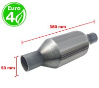 CATALYSEUR UNIVERSEL ROND EURO 4 ESSENCE / DIESEL SANS SONDE ENTRÉE 53MM DIAMÈTRE x 380MM LONGEUR