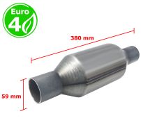 CATALYSEUR UNIVERSEL ROND EURO 4 ESSENCE / DIESEL SANS SONDE ENTRÉE 59MM DIAMÈTRE x 360MM LONGEUR
