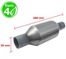 CATALYSEUR UNIVERSEL ROND EURO 4 ESSENCE / DIESEL SANS SONDE ENTRÉE 59MM DIAMÈTRE x 380MM LONGEUR