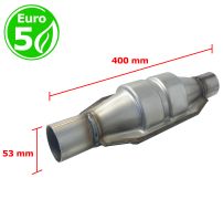 CATALYSEUR UNIVERSEL ROND EURO 5 ESSENCE / DIESEL SANS SONDE ENTRÉE 53MM DIAMÈTRE x 400MM LONGEUR