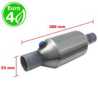CATALYSEUR UNIVERSEL ROND EURO 4 ESSENCE / DIESEL AVEC SONDE ENTRÉE 53MM DIAMÈTRE x 380MM LONGEUR