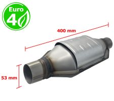 CATALYSEUR UNIVERSEL RECTANGULAIRE EURO 4 ESSENCE / DIESEL SANS SONDE ENTRÉE 53MM DIAMÈTRE x 400MM LONGEUR