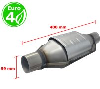 CATALYSEUR UNIVERSEL RECTANGULAIRE EURO 4 ESSENCE / DIESEL SANS SONDE ENTRÉE 59MM DIAMÈTRE x 400MM LONGEUR