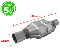 CATALYSEUR UNIVERSEL RECTANGULAIRE EURO 5 ESSENCE / DIESEL SANS SONDE ENTRÉE 53MM DIAMÈTRE x 400MM LONGEUR