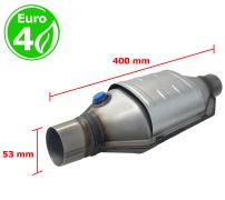 CATALYSEUR UNIVERSEL RECTANGULAIRE EURO 4 ESSENCE / DIESEL AVEC SONDE ENTRÉE 53MM DIAMÈTRE x 400MM LONGEUR
